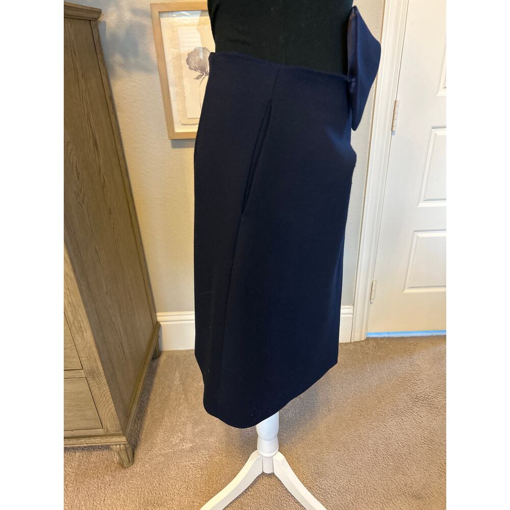 COMME MOI | Navy Blue Wool Blend A-Line Skirt | Med - Picture 9 of 10